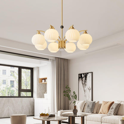 Ribbed Glass Gold Pendant light Chandelier