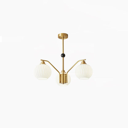 Ribbed Glass Gold Pendant light Chandelier