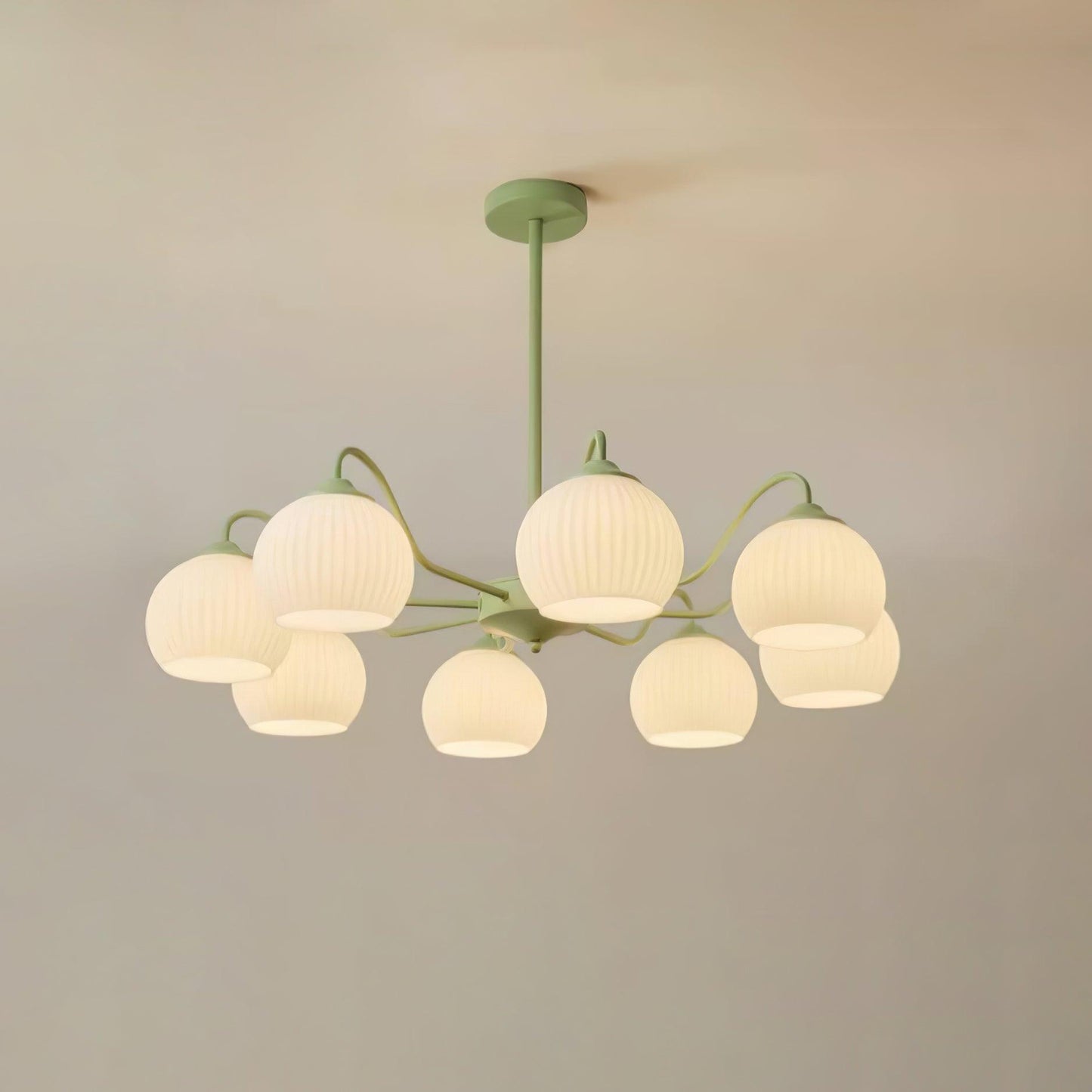 Ribbed Glass Matcha Electrolier Chandelier