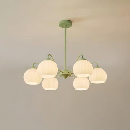 Ribbed Glass Matcha Electrolier Chandelier