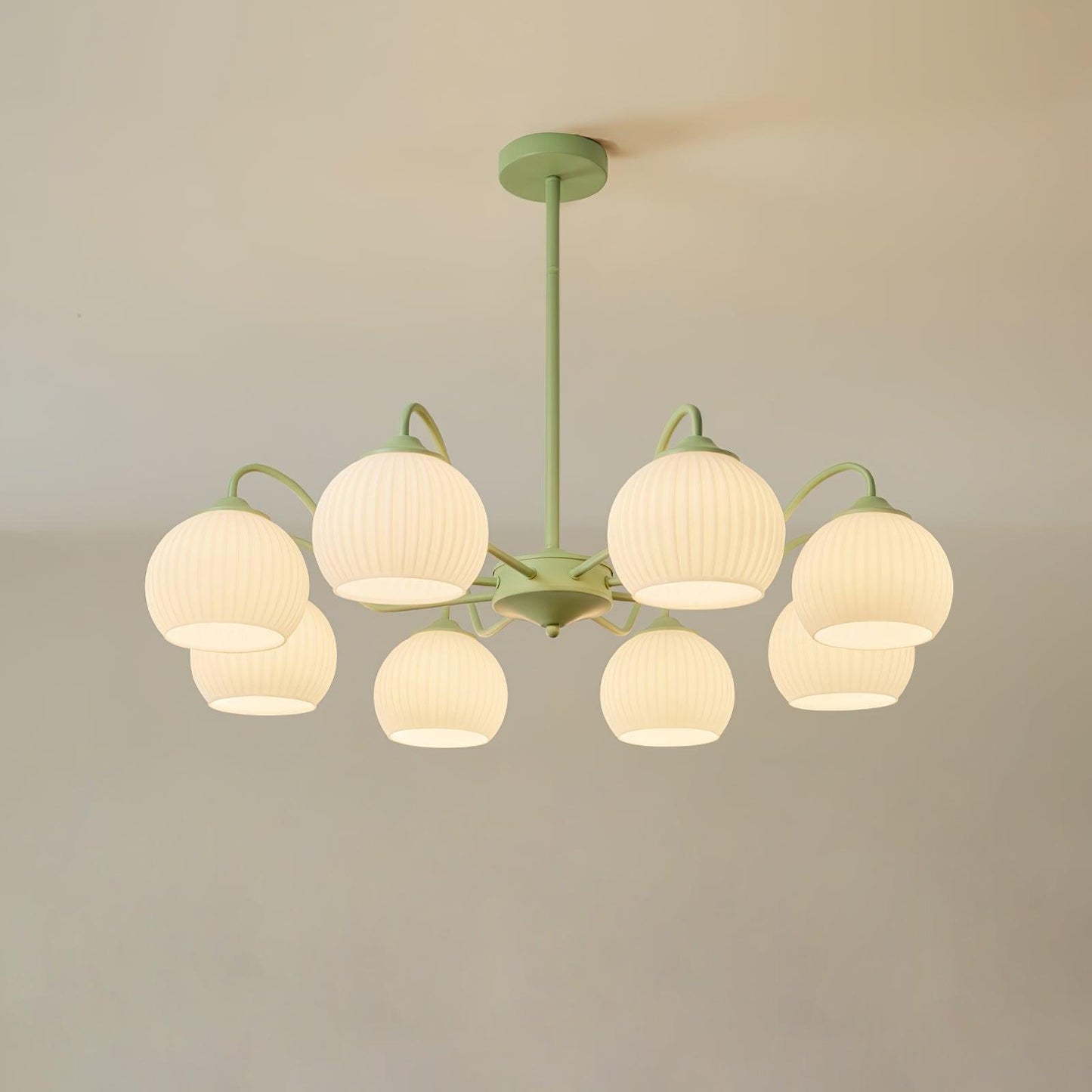 Ribbed Glass Matcha Electrolier Chandelier