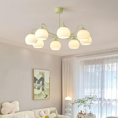 Ribbed Glass Matcha Electrolier Chandelier