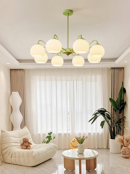 Ribbed Glass Matcha Electrolier Chandelier