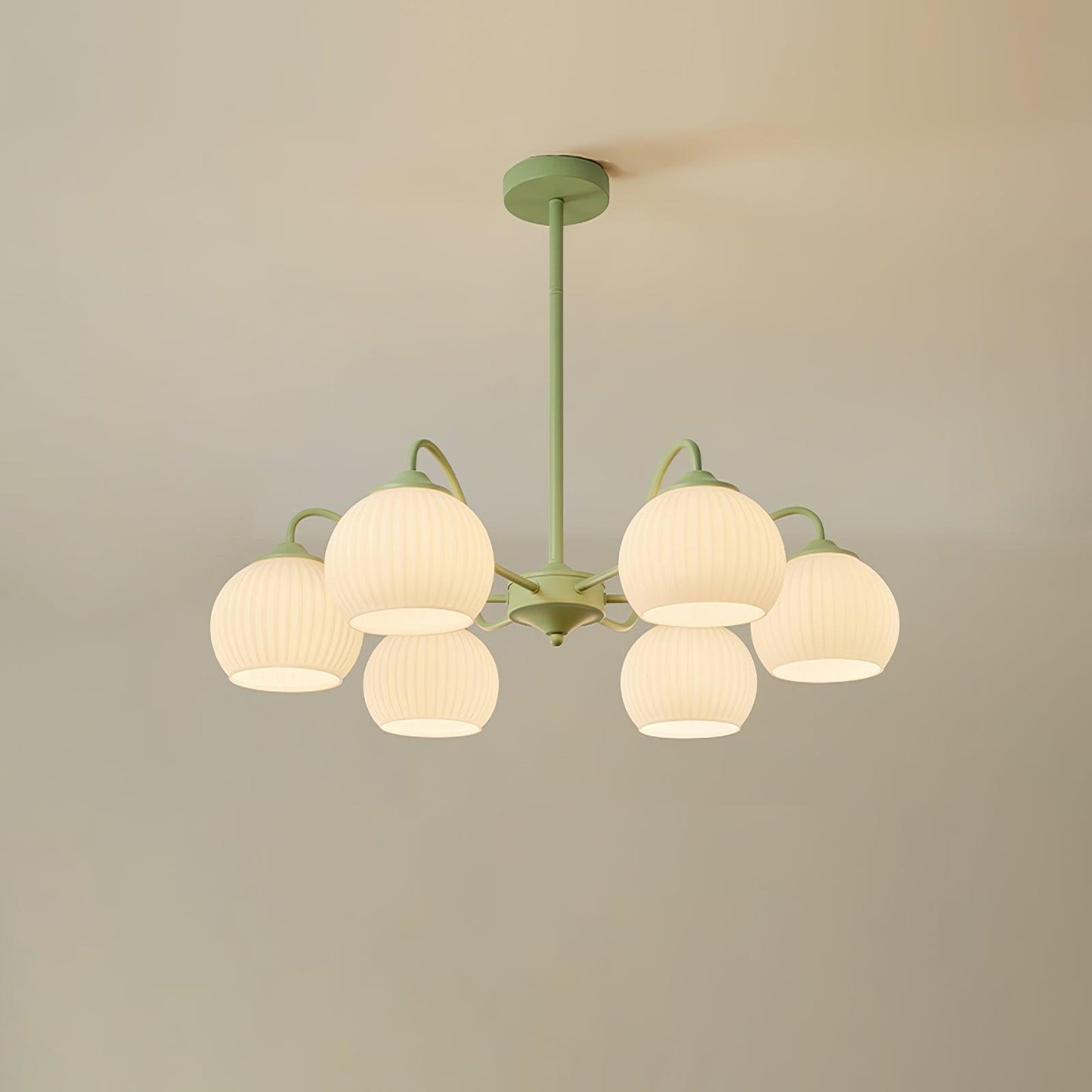 Ribbed Glass Matcha Electrolier Chandelier