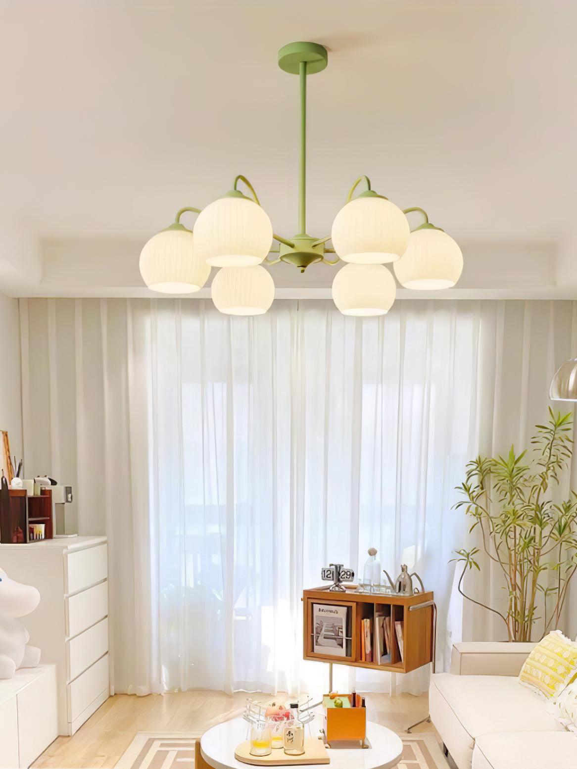 Ribbed Glass Matcha Electrolier Chandelier