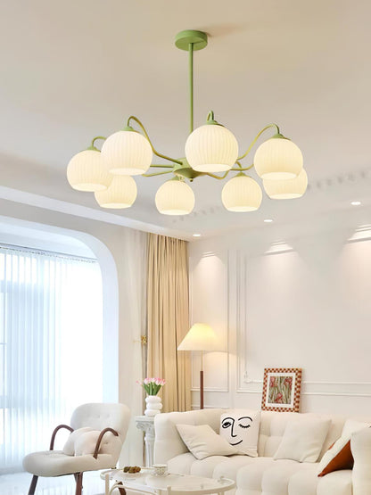 Ribbed Glass Matcha Electrolier Chandelier