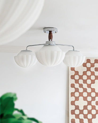 Ribbed Walnut Flush mount light Ceiling Lamp