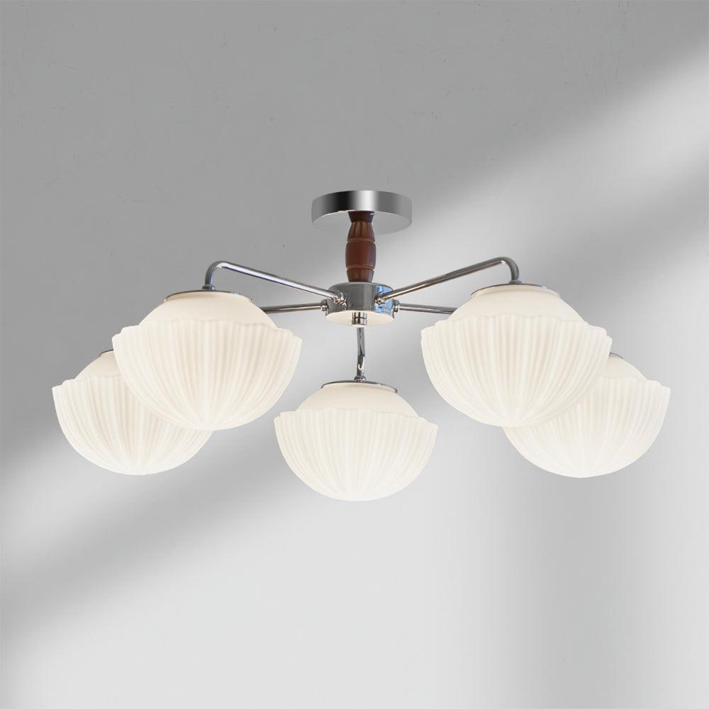 Ribbed Walnut Flush mount light Ceiling Lamp