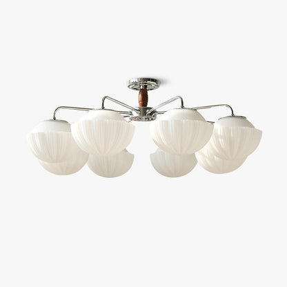 Ribbed Walnut Flush mount light Ceiling Lamp