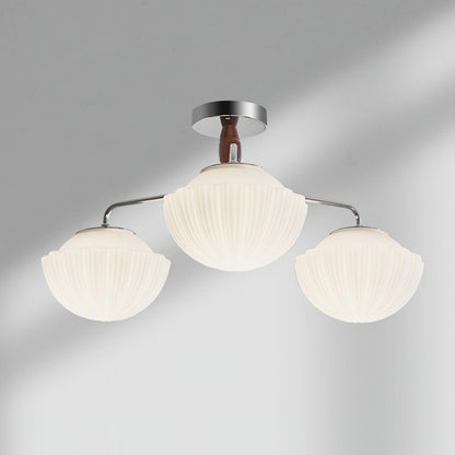 Ribbed Walnut Flush mount light Ceiling Lamp