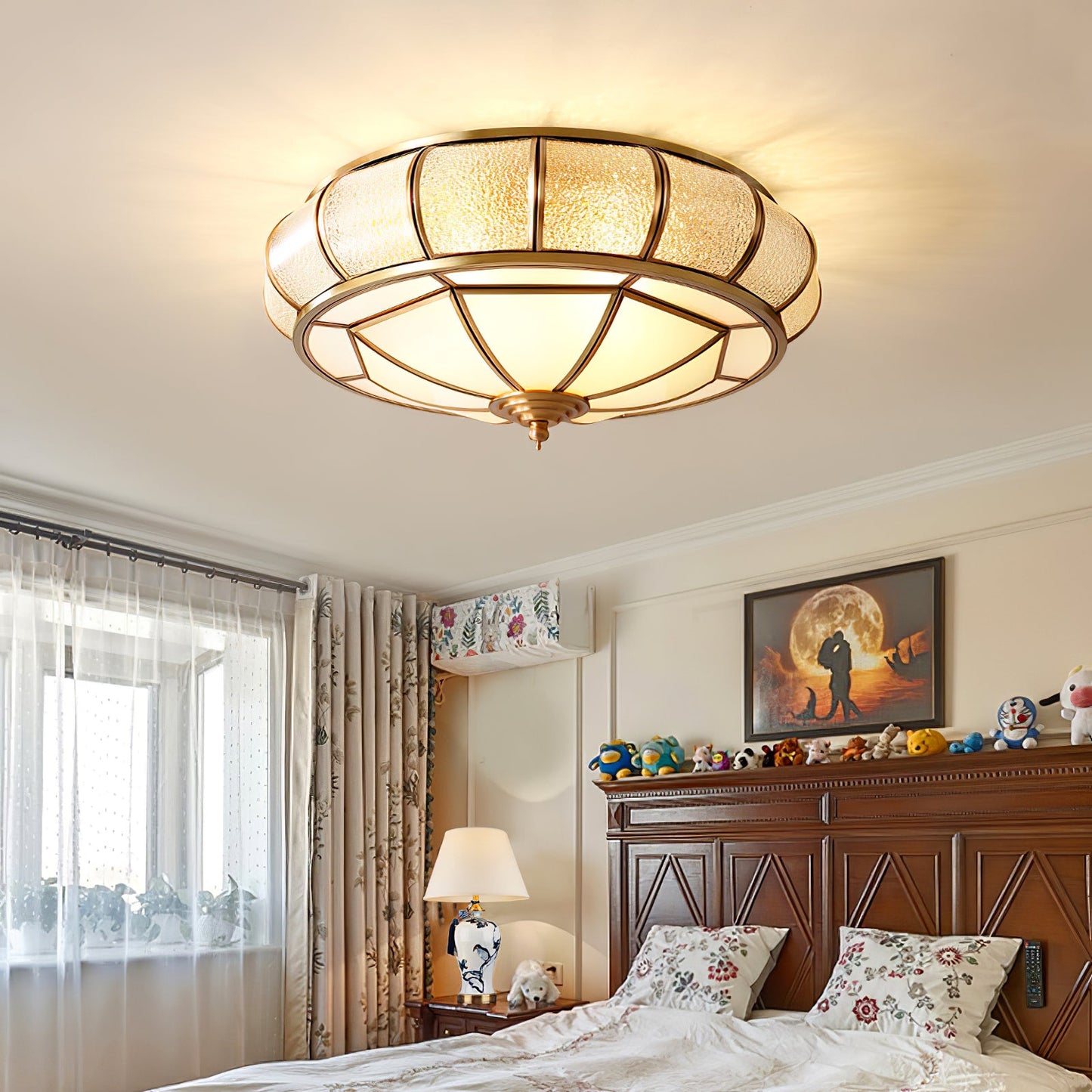 Round Textured Glass Flush mount light Ceiling Light