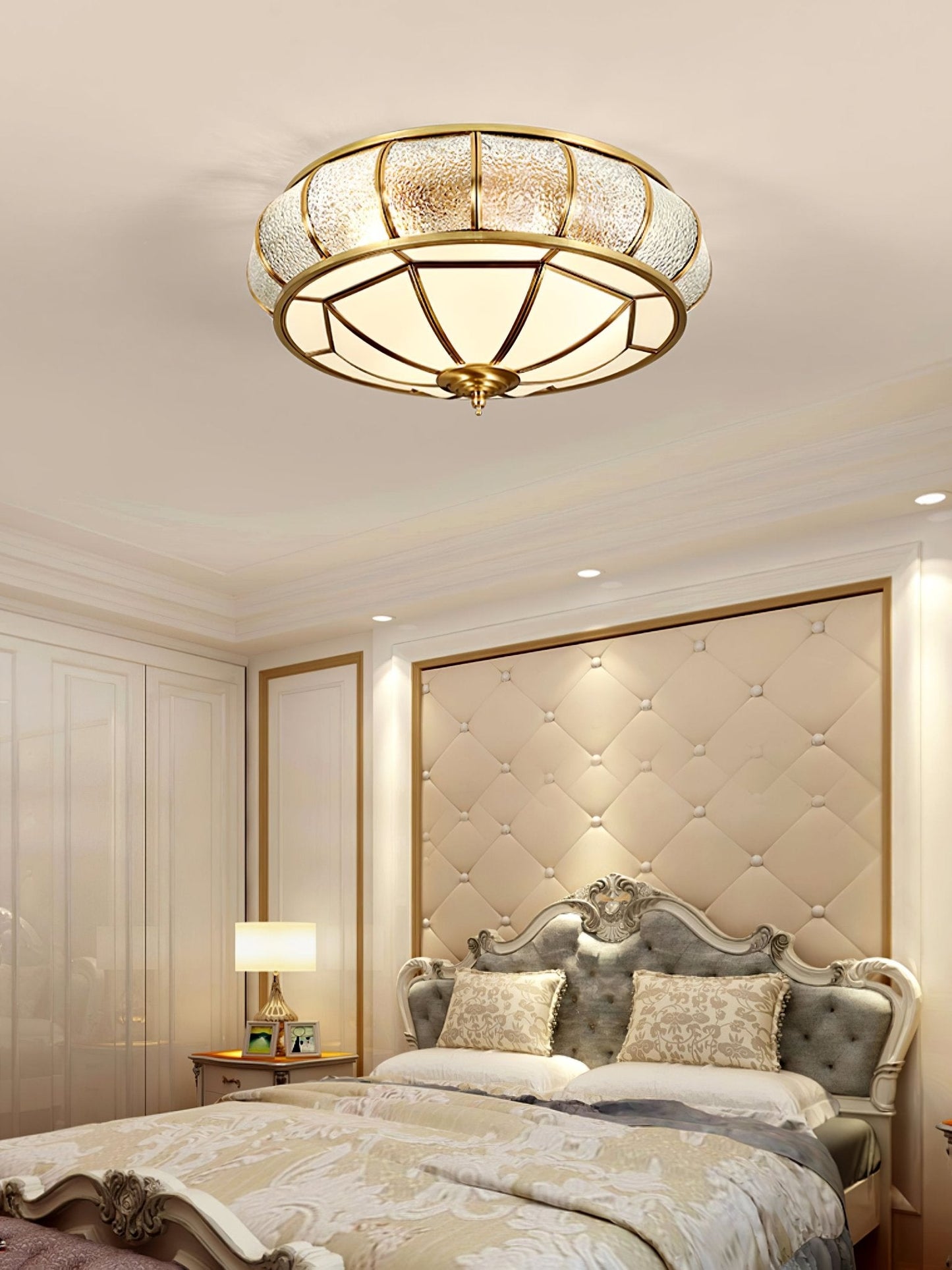 Round Textured Glass Flush mount light Ceiling Light