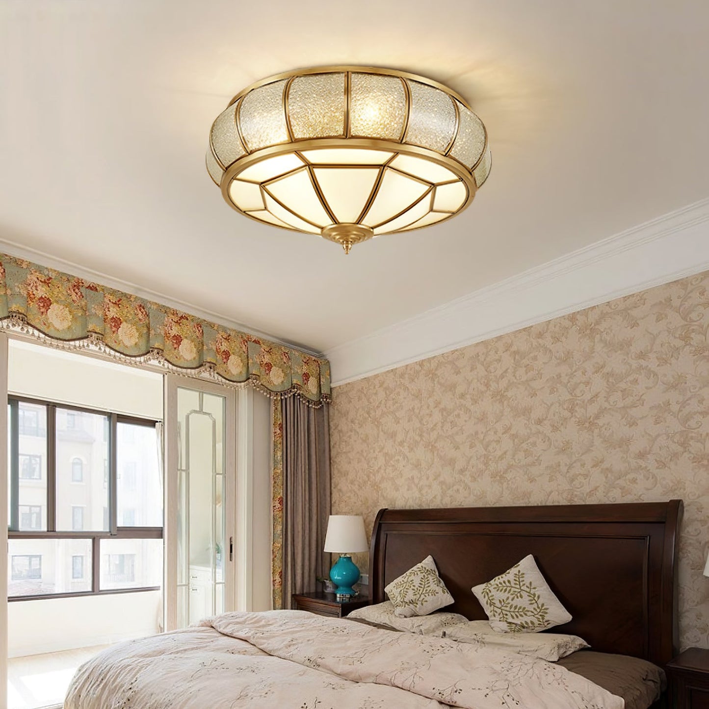 Round Textured Glass Flush mount light Ceiling Light