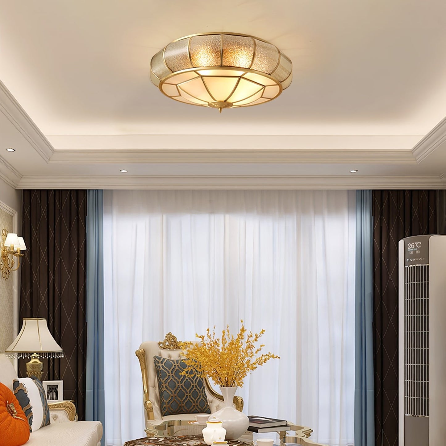 Round Textured Glass Flush mount light Ceiling Light