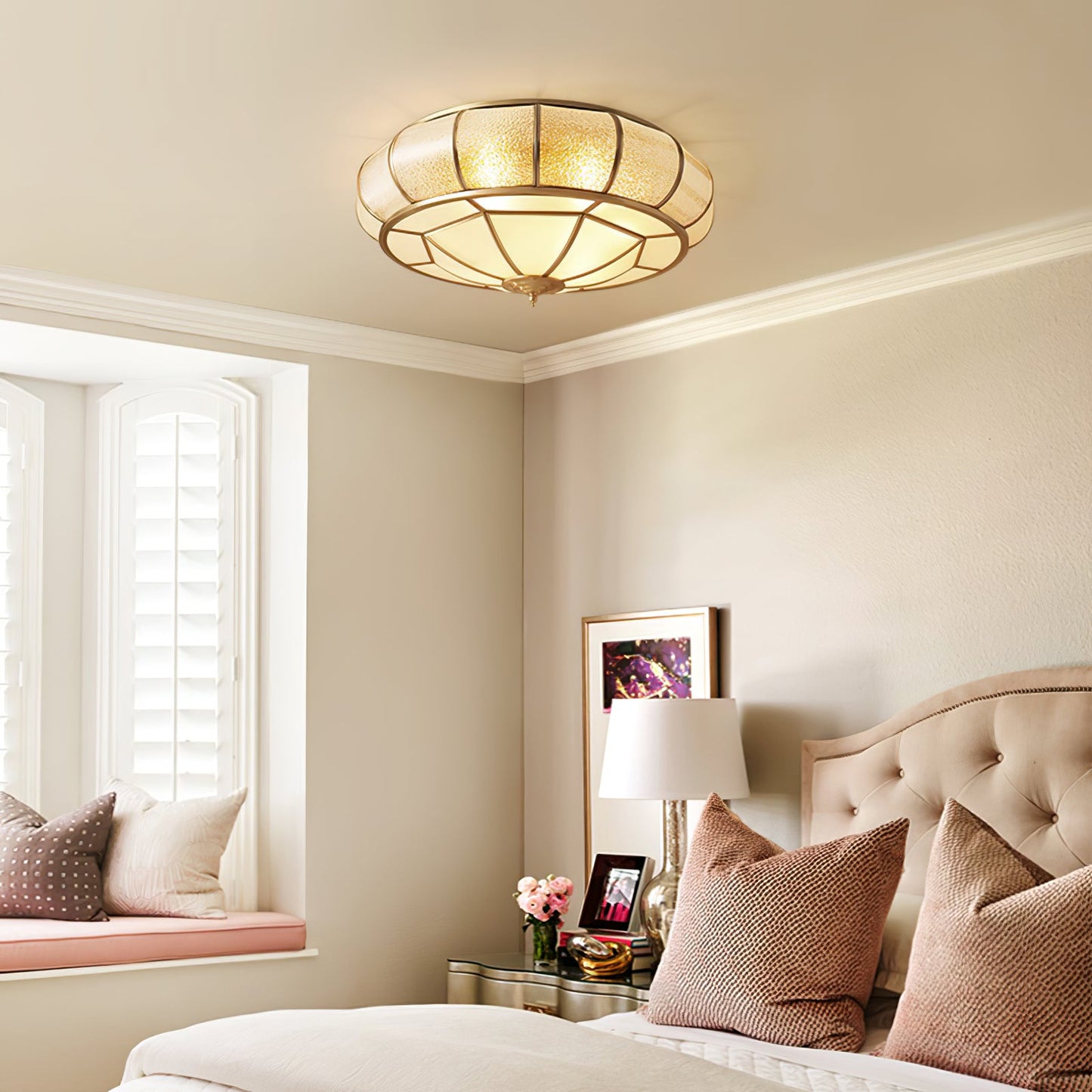 Round Textured Glass Flush mount light Ceiling Light