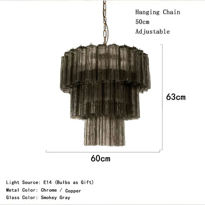 Vintage Smoke Gray Glass Chandelier