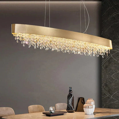 Alleri Brushed Stainless Steel Crystal Dining Room Chandelier