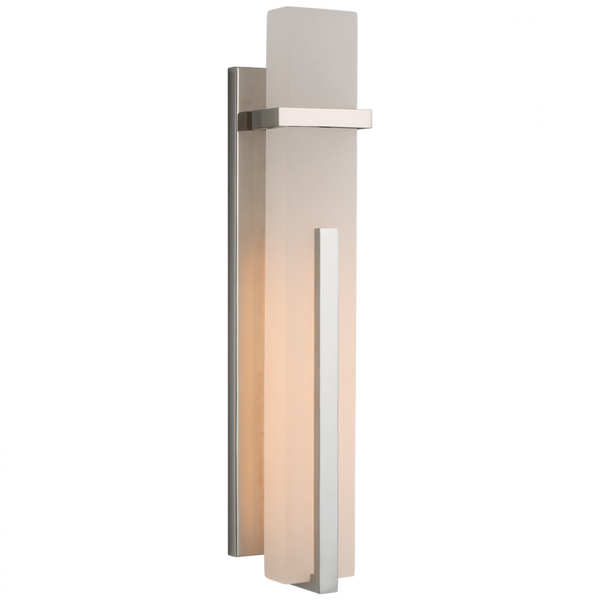 Large Wall Sconce, 1-Light, LED, Polished Nickel, Alabaster Shade, 19.25"H (S 2910PN-ALB CU3AR)