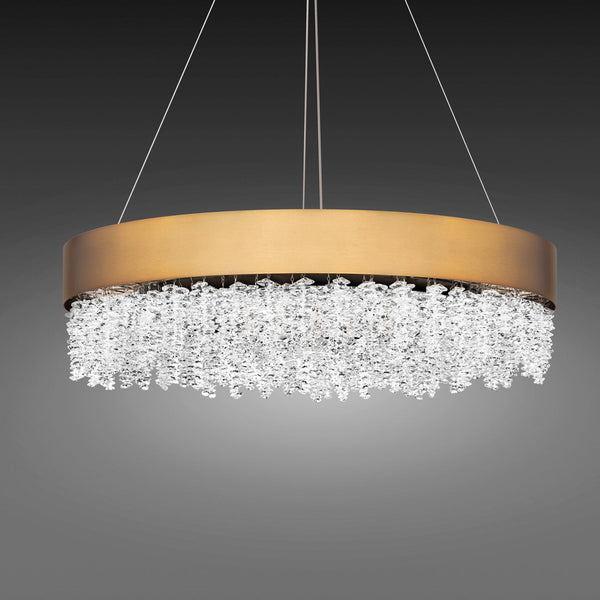 Linear Pendant, Integrated LED, Aged Brass, Clear Optic Crystal (S3526-700O 1JD53L)