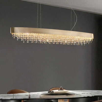 Alleri Brushed Stainless Steel Crystal Dining Room Chandelier