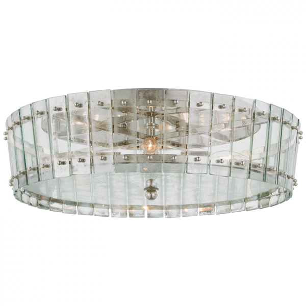 Large Single-Tier Flush Mount, 4-Light, Polished Nickel, 24"W (S 4652PN-AM CWX7F)