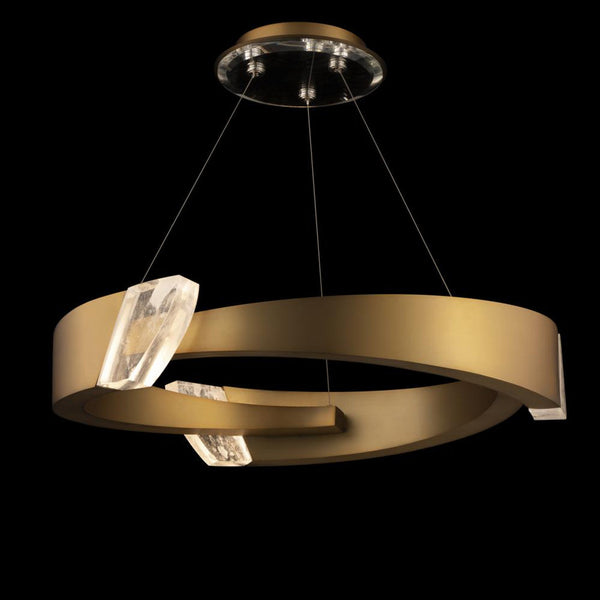 Pendant, Integrated LED, Aged Brass, Optic Haze Quartz (S4834-700OH 1JD53U)