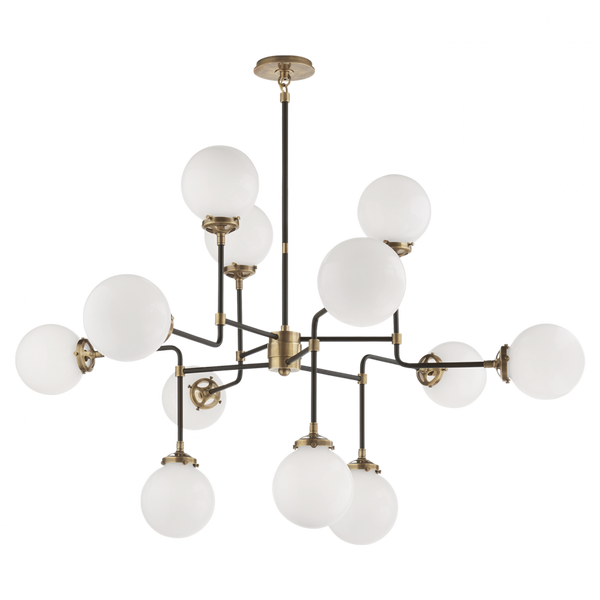 Medium Chandelier, 12-Light, Hand-Rubbed Antique Brass, 47"W (S 5022HAB-WG 2MZGM)