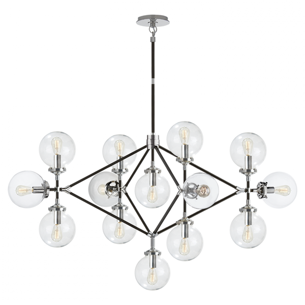 Chandelier, 14-Light, Polished Nickel, Black, 53"W (S 5024PN/BLK-CG 2R344)