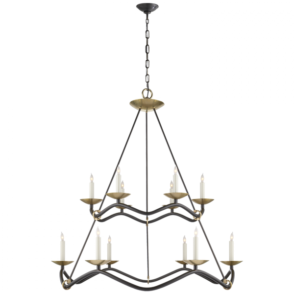 Chandelier, 12-Light, Aged Iron, 42"W (S 5041AI 2MZGP)