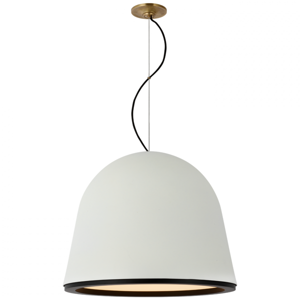 Large Pendant, 1-Light, LED, Plaster White, Matte Black, 24"W (S 5126PW/BLK D02T4)