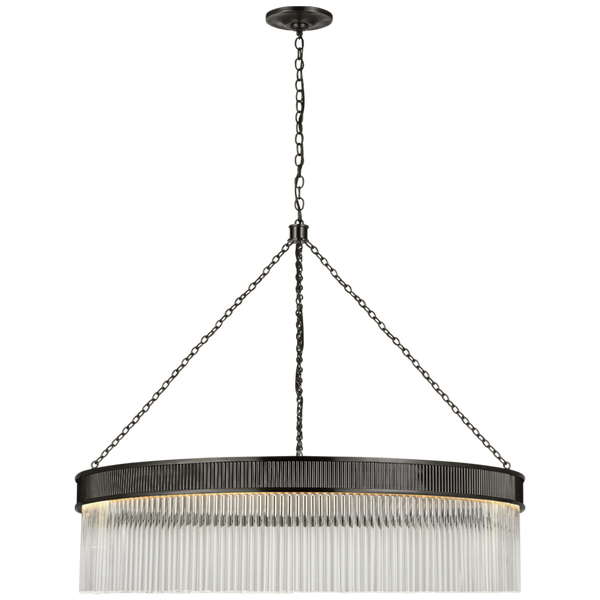 Large Chandelier, 1-Light, LED, Bronze, Crystal Rods Shade, 34.25"W (S 5172BZ-CG CU3CL)