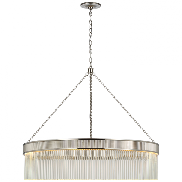 Large Chandelier, 1-Light, LED, Polished Nickel, Crystal Rods Shade, 34.25"W (S 5172PN-CG CU2DL)