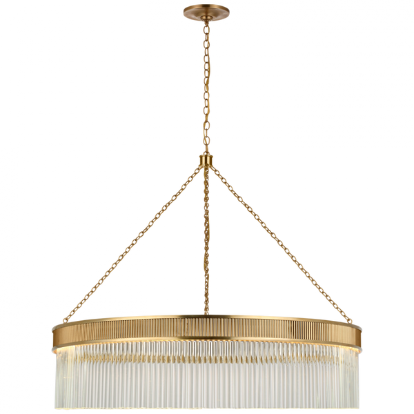 Large Chandelier, 1-Light, LED, Soft Brass, Crystal Rods Shade, 34.25"W (S 5172SB-CG CU2DM)