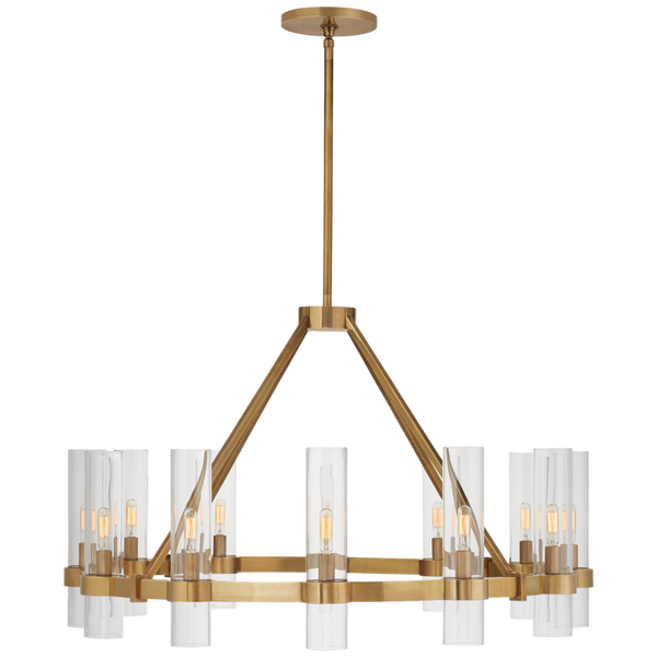 Medium Chandelier, 12-Light, Hand-Rubbed Antique Brass, 36"W (S 5680HAB-CG CLY2F)