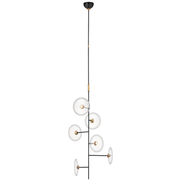 Small Entry Chandelier, 1-Light, LED, Aged Iron and Hand-Rubbed Antique Brass, 20"W (S 5691AI/HAB-CG CX230)