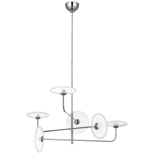 Large Arched Chandelier, 1-Light, LED, Polished Nickel, 32.25"W (S 5692PN-CG D03RC)