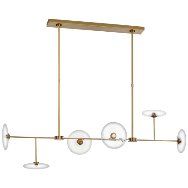 Large Linear Chandelier, 1-Light, LED, Hand-Rubbed Antique Brass, 18 X 54"W (S 5695HAB-CG D01TU)