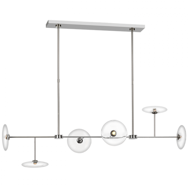 Large Linear Chandelier, 1-Light, LED, Polished Nickel, 18 x 54"W (S 5695PN-CG D03RD)