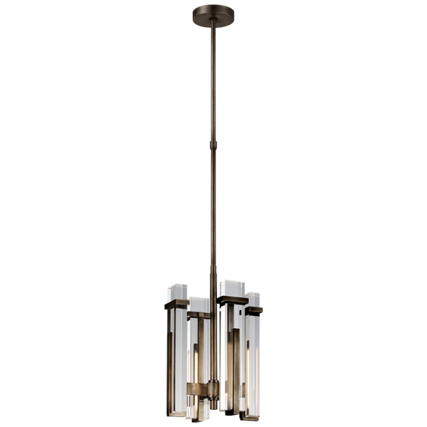 Small Chandelier, 1-Light, LED, Bronze, Crystal Shade, 12"W (S 5910BZ-CG CU3AP)