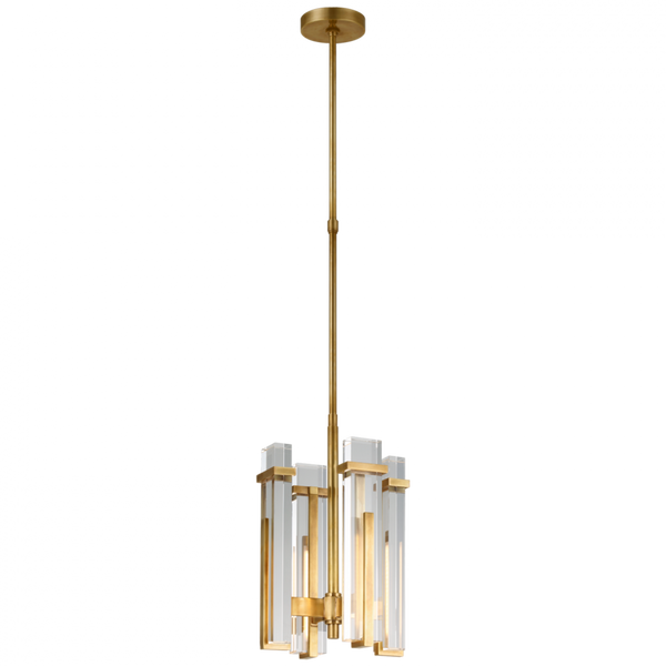 Small Chandelier, 1-Light, LED, Hand-Rubbed Antique Brass, Crystal Shade, 12"W (S 5910HAB-CG CU4AZ)