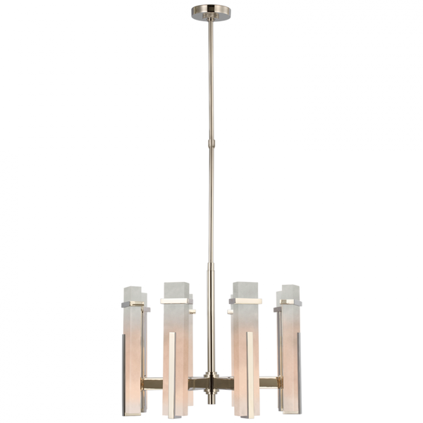 Medium Chandelier, 1-Light, LED, Polished Nickel, Alabaster Shade, 24"W (S 5911PN-ALB CU1G0)