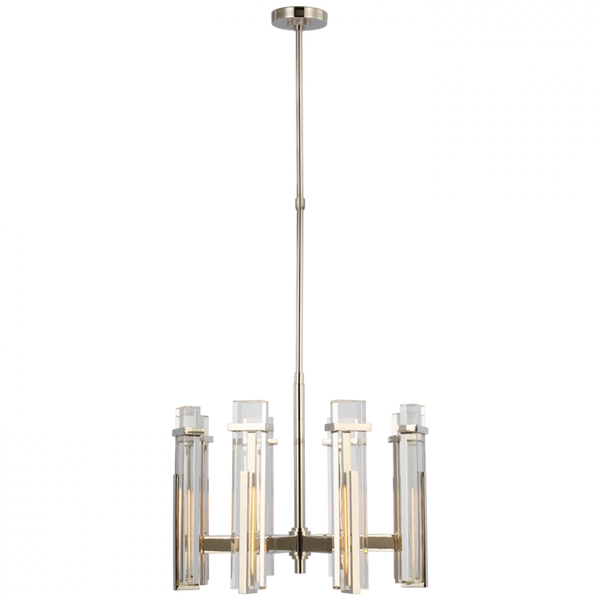 Medium Chandelier, 1-Light, LED, Polished Nickel, Crystal Shade, 24"W (S 5911PN-CG CU1G1)