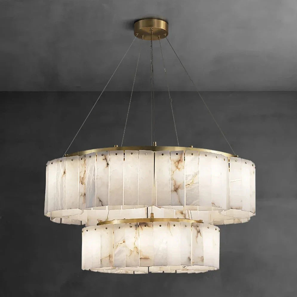 2-Tier Natural Marble Modern Chandelier