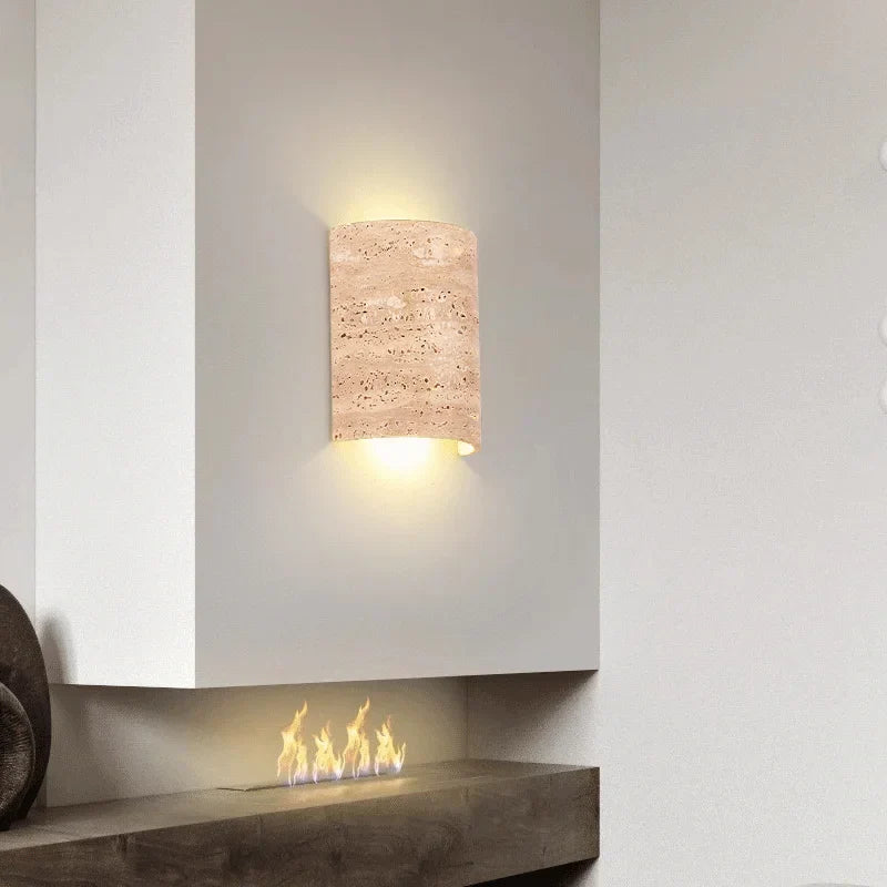 Natural Travertine Art Deco Wall Lamp