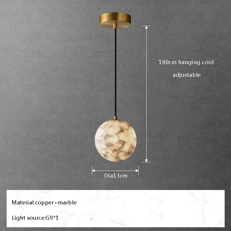 Moonshade Natural Marble Ball Pendant Light