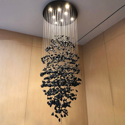 Multi Crystal Pendant Duplex Chandelier