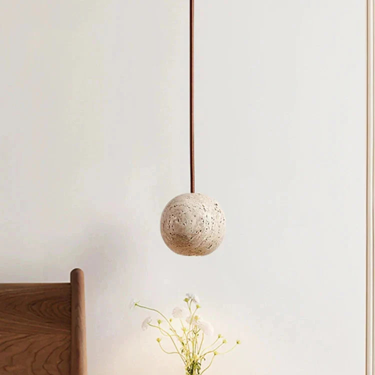 Travertine Ball Pendant Light Fixture