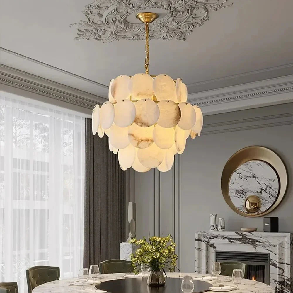 Moonshade Natural Marble Modern Chandelier