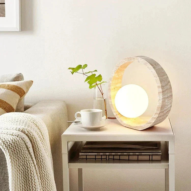 Modern Travertine LED Table Lamp