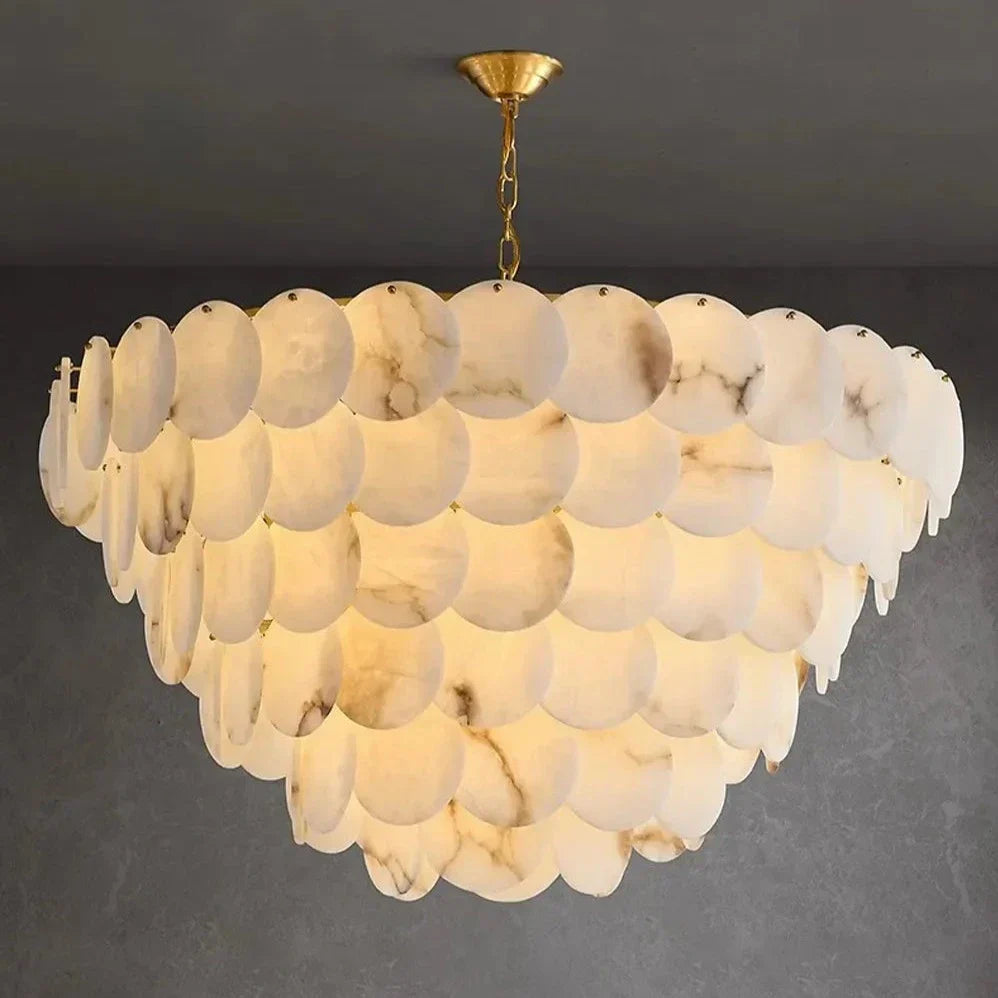 Multi-Layer Natural Marble Modern Chandelier